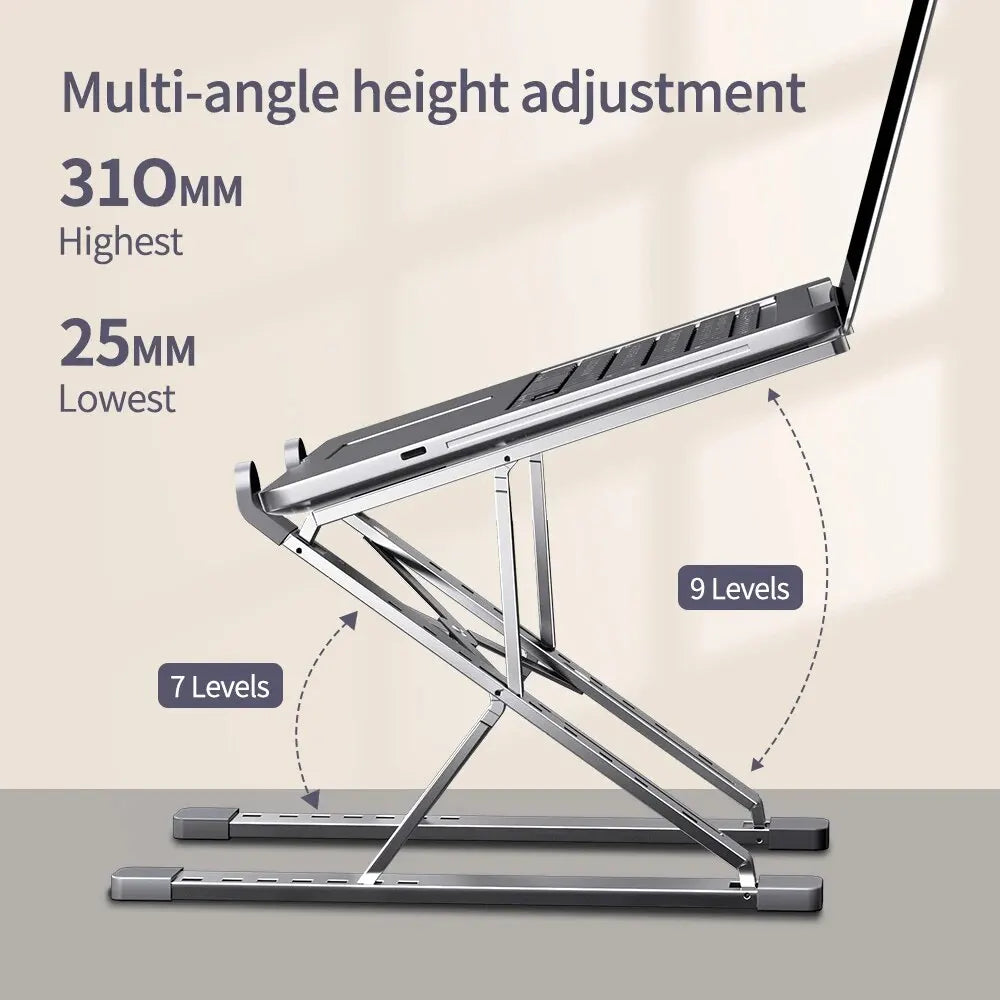 N8 Adjustable Portable Laptop Stand – Aluminum Foldable Cooling Pad Holder for MacBook, Tablet & Notebooks (11–17.3 Inch)