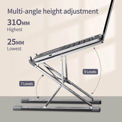 N8 Adjustable Portable Laptop Stand – Aluminum Foldable Cooling Pad Holder for MacBook, Tablet & Notebooks (11–17.3 Inch)