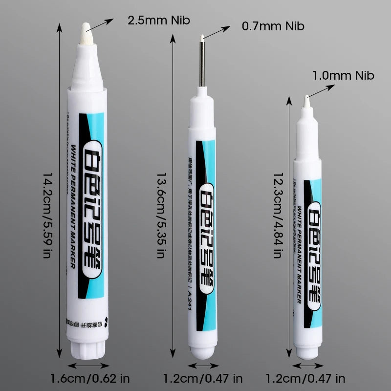 White Marker Oily Fine Tip Pen – Permanent Waterproof Marker for Metal, Glass & More