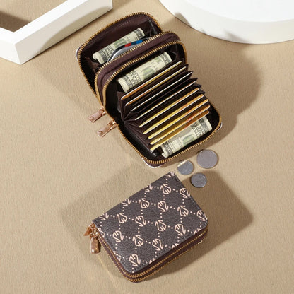 Chic Vintage Zipper Card Holder Wallet – Women’s Faux Leather Purse with Coin Pocket & Multi-Card Slots