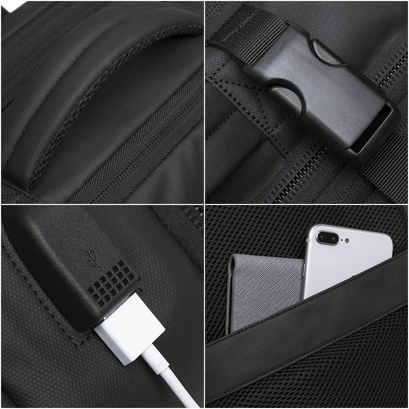 BANGE Expandable Business Laptop Backpack – Large Capacity Waterproof USB Travel Bag for 17.3” Laptop