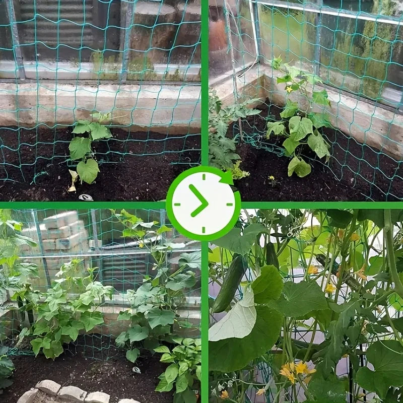 Heavy-Duty Garden Trellis Netting – Polyester Climbing Plant Support with Square Mesh for Vegetables, Vines & Flowers
