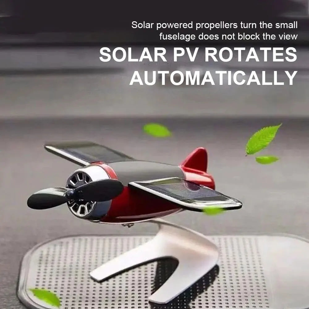 Solar-Powered Airplane Ornament – Creative Car Dashboard & Desktop Gift for Men and Car Enthusiasts