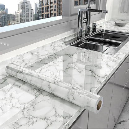40cm Self-Adhesive Marble Wallpaper – Waterproof & Oil-Proof PVC Peel and Stick Wall Decor for Kitchen & Home