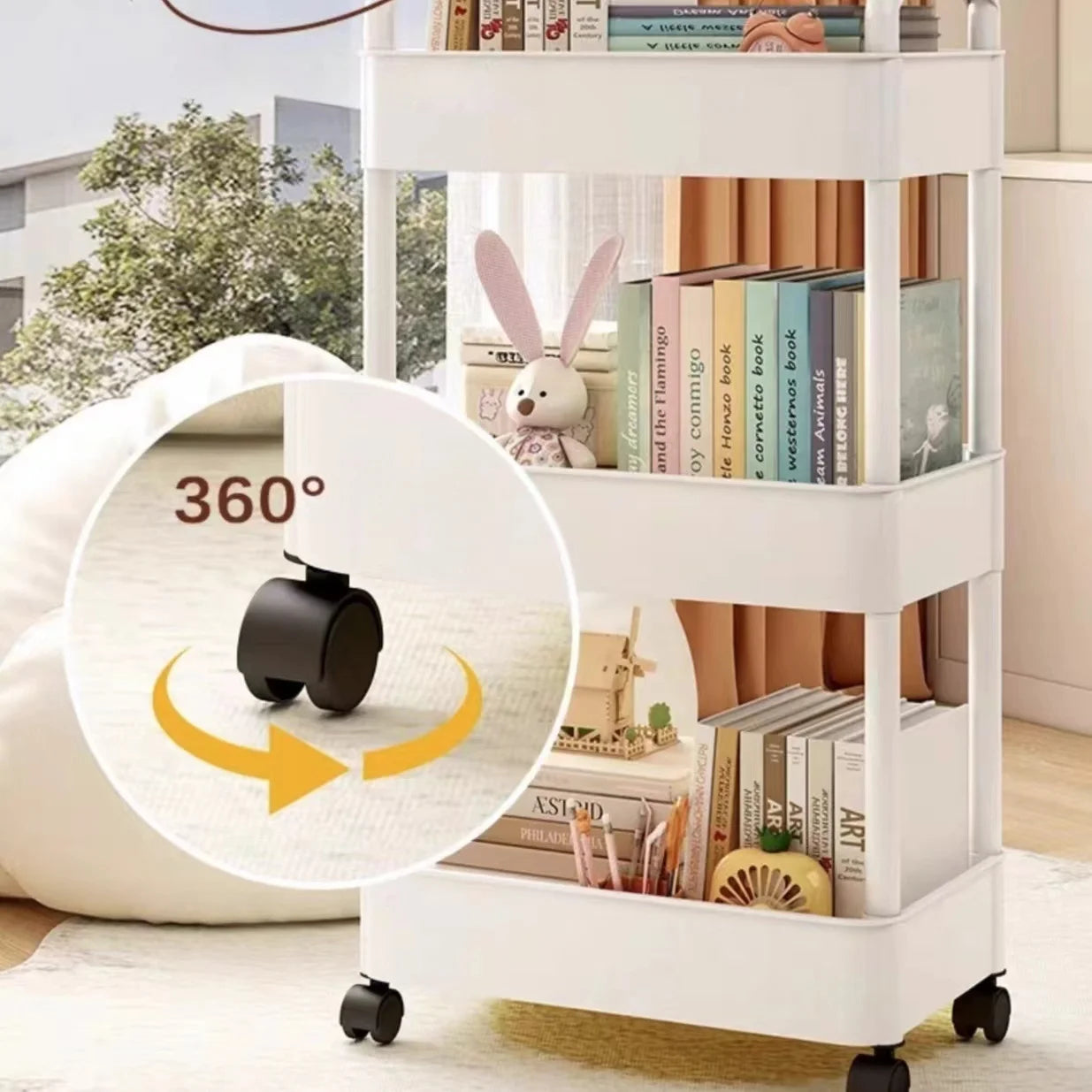 3/4-Tier Multi-Layer Rolling Storage Cart – Mobile Kitchen, Bathroom & Bedroom Organizer with Lockable Wheels