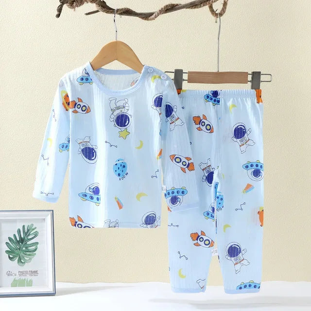 Children's Cotton Pajama Set – Long/Short Sleeve Homewear for Boys and Girls (Autumn/Winter)