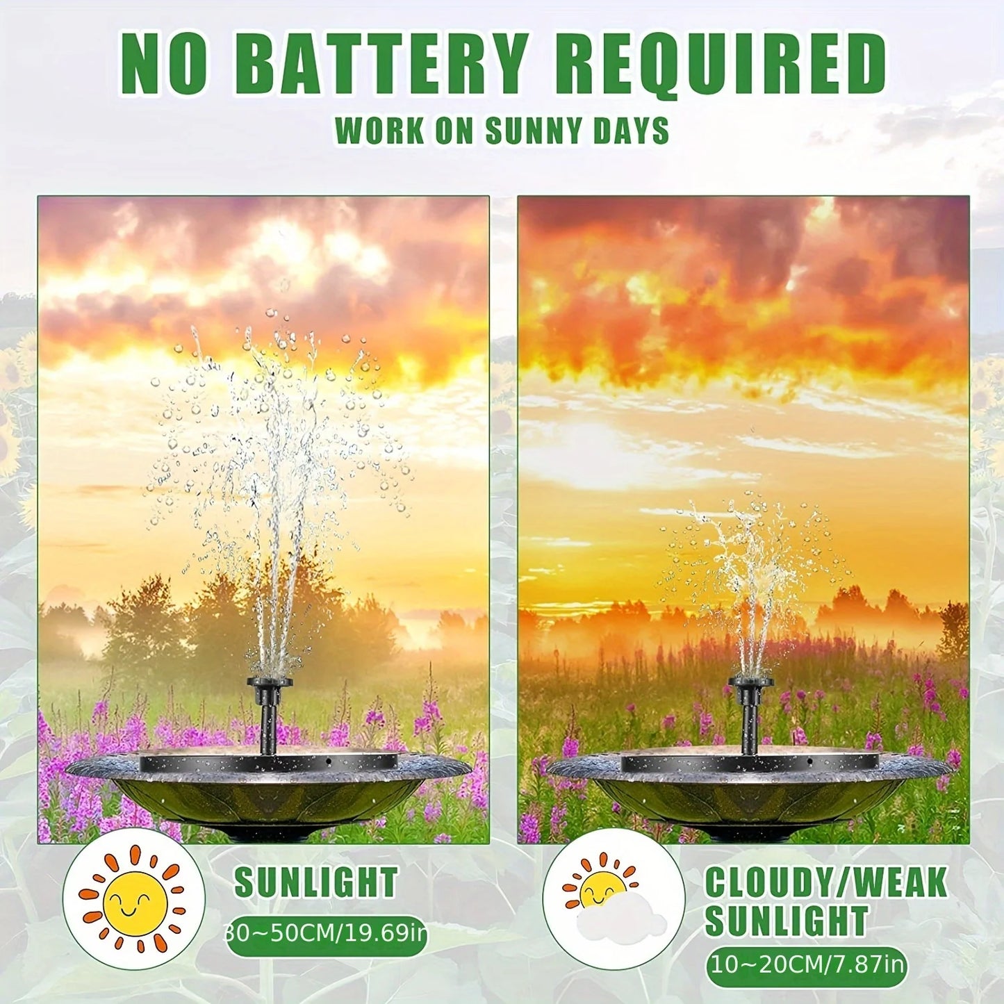 Outdoor Solar Floating Water Fountain For Bird Bath Fish Tank 7V/1W Garden Fountain Submersible Pump Garden Decoration