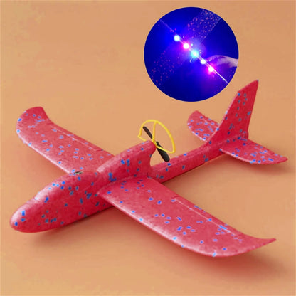Electric Foam Glider Plane – LED Rechargeable Hand-Throw Airplane Toy for Kids Outdoor Play