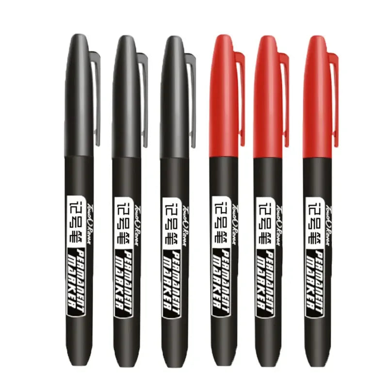 Permanent Marker Pen Drawing Markers Black Blue Red Waterproof Ink Sketch Pens Stationery Art School Supplies For Glass Metal