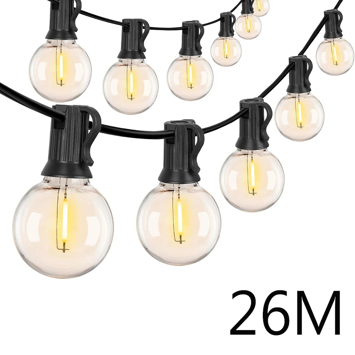 110V/220V Outdoor String Lights LED G40 Festoon Garland – Waterproof Warm White Fairy Lights for Patio, Garden & Wedding Decoration