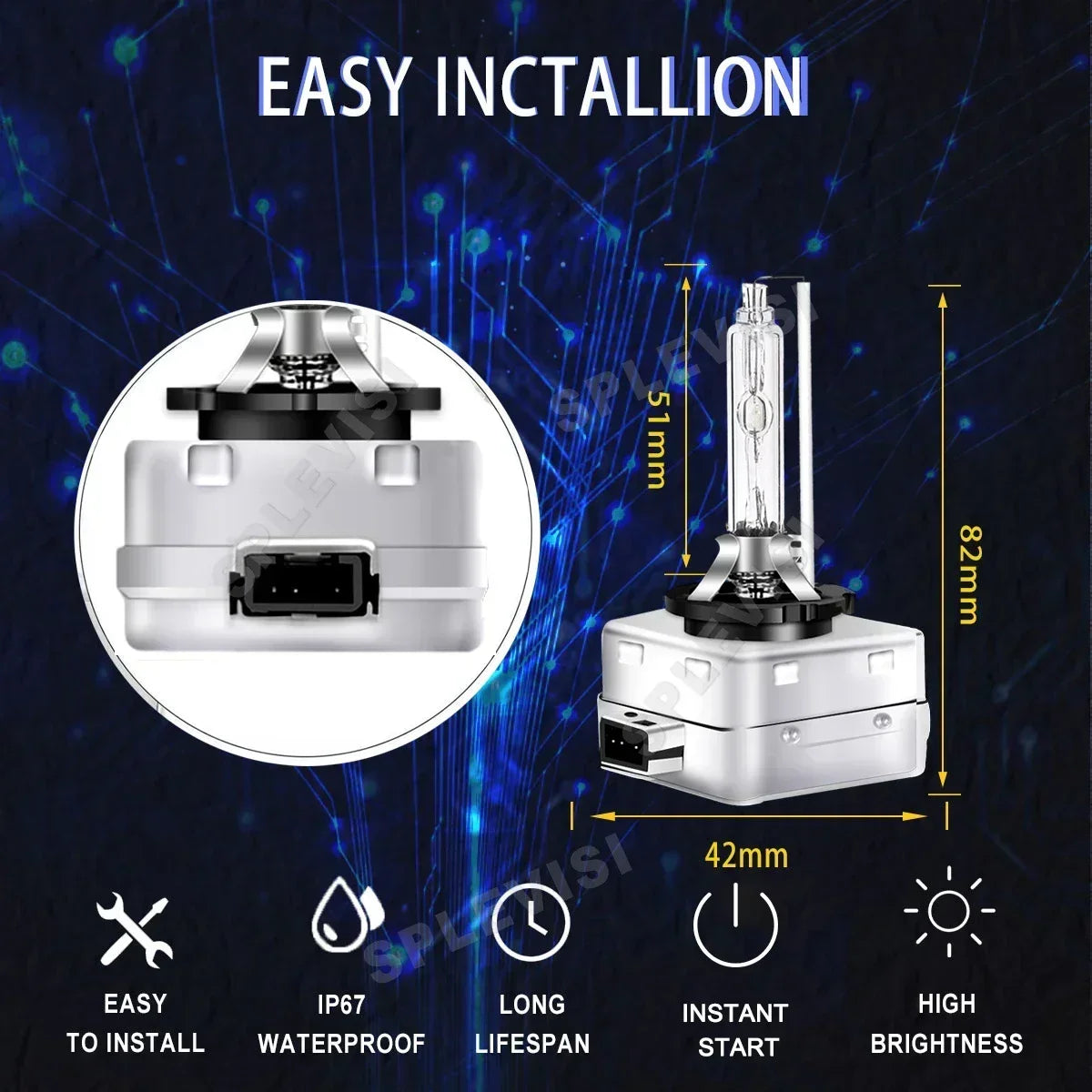 Plug And Play 1 Pair HID Xenon Light Bulbs D3S 6000K Pure White 9V-16V 9000LM 70W For VW Touareg II 2010 2011 2012 2013 2014
