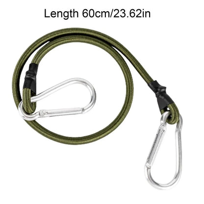 Adjustable Heavy-Duty Bungee Cord with Carabiner – 30–120cm Elastic Tie Strap for Luggage, Kayak, and Camping