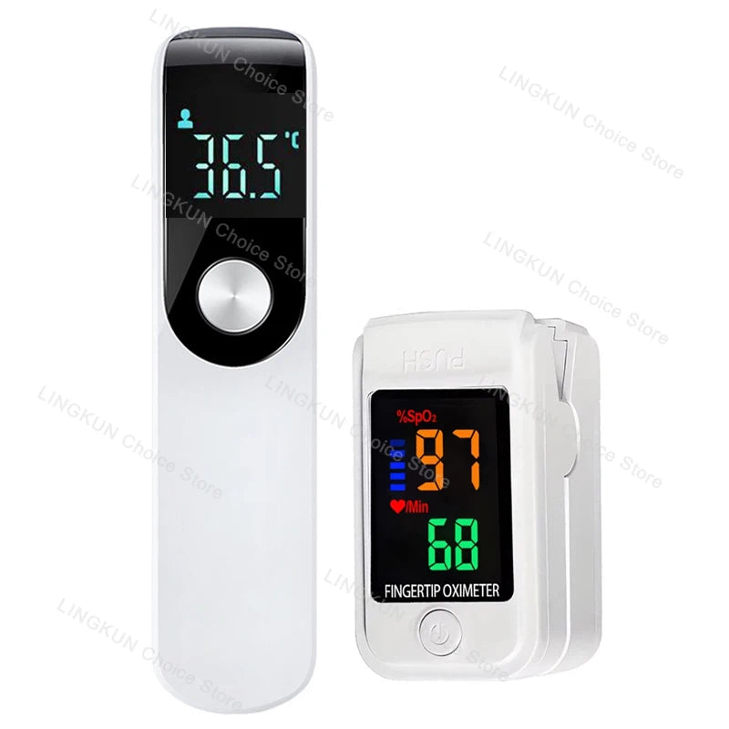 Non-contact Infrared Ear Thermometer & Finger Pulse Oximeter – Digital Body Temperature & Oxygen Monitor
