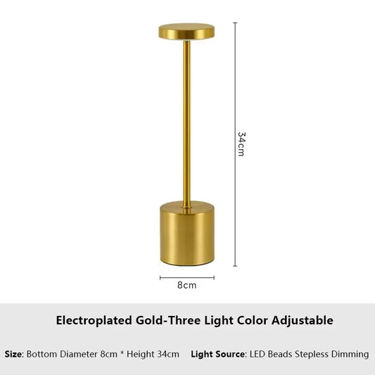 Touch Sensor LED Table Lamp – Rechargeable 3-Color Dimmable Light (34cm Height) for Bedside, Desk & Room Decor