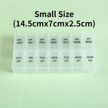 7-Day Travel Pill Organizer – Portable Weekly Pill Case with 14 Grids for Vitamins & Medications