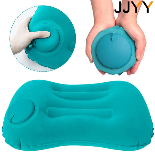 Inflatable Travel Neck Pillow – Portable Press-Type Airplane Pillow for Comfortable Sleep