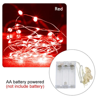 Copper Wire LED Tinsel Garland Battery Powered Fairy String Lights – 2M to 10M Waterproof Holiday Christmas Wedding Party Decor