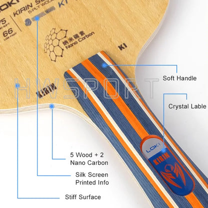 LOKI Kirin K1 K2 K3 Table Tennis Blade – 5+2 Ply Offensive FL Grip Ping Pong Paddle Base