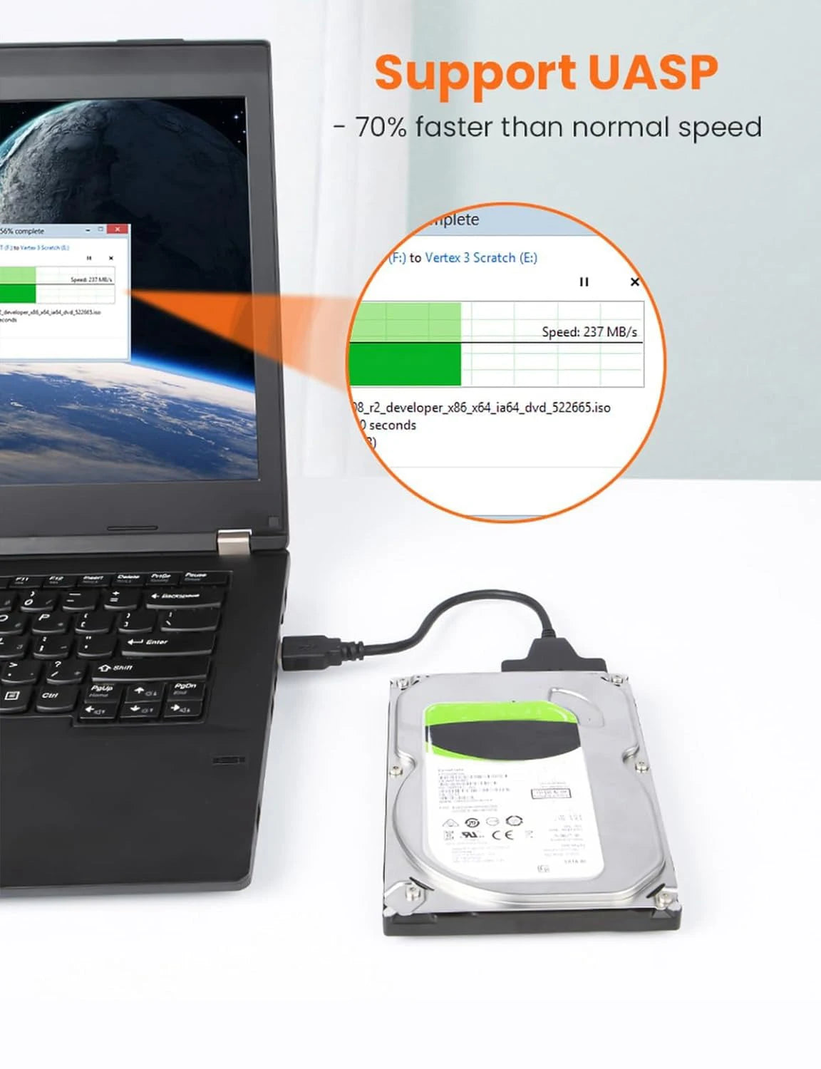 SATA to USB 3.0 Cable Adapter – USB 3.0 to SATA III for 2.5" HDD & SSD Hard Drive Data Transfer