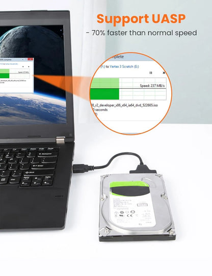 SATA to USB 3.0 Cable Adapter – USB 3.0 to SATA III for 2.5" HDD & SSD Hard Drive Data Transfer