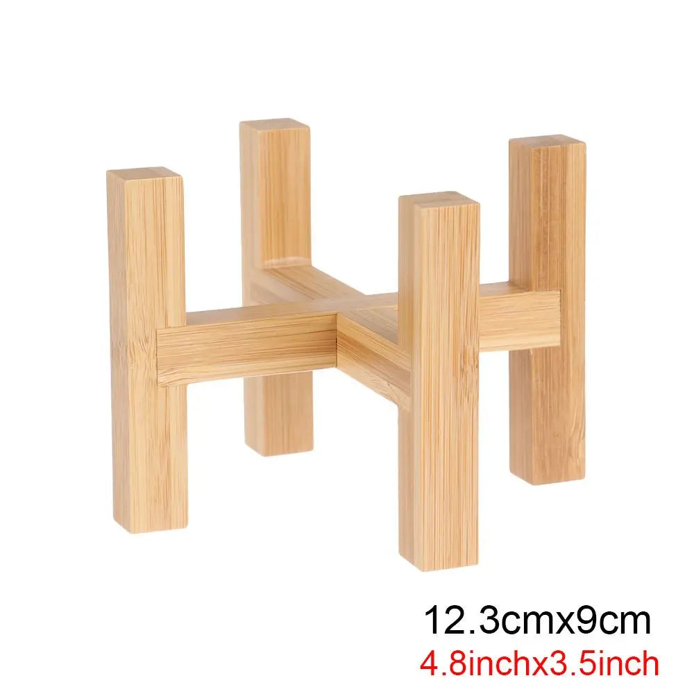 Bamboo Bonsai Display Stand Trays Wood Flowerpot Holder Durable Flower Pot Base Floor-Standing Display Stand Home Decoration