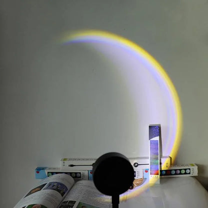 USB Sunset Lamp LED Rainbow Neon Night Light – Adjustable 13-Mode USB Projector for Bedroom & Photography Decor