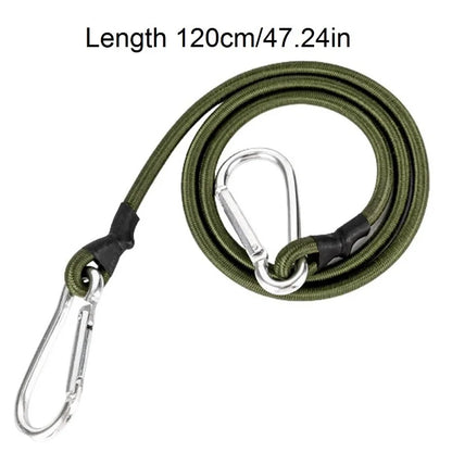 Adjustable Heavy-Duty Bungee Cord with Carabiner – 30–120cm Elastic Tie Strap for Luggage, Kayak, and Camping
