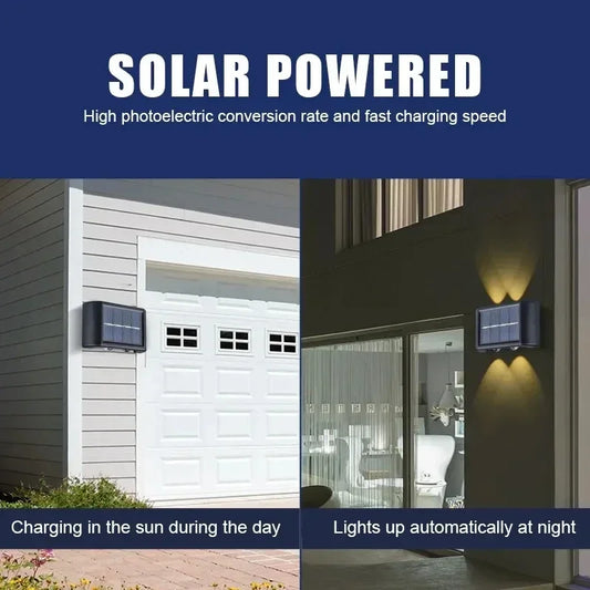 Solar Outdoor Wall Light 12 LED Waterproof Garden Light Courtyard Balustrade Decorative Atmosphere Lamp Down Luminous Solar Lamp