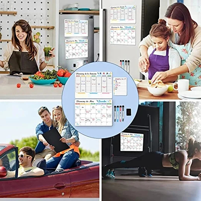 Magnetic Monthly Weekly Planner Dry Erase Whiteboard – Reusable Blackboard Fridge Sticker for Scheduling & Notes