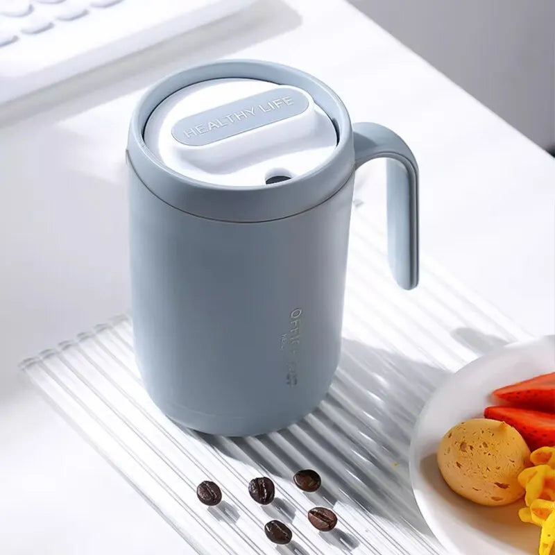 Grey PP Liner Coffee Cup – 500ml Portable Large Capacity Travel Mug with Lid for Office, Kitchen & Outdoor Use