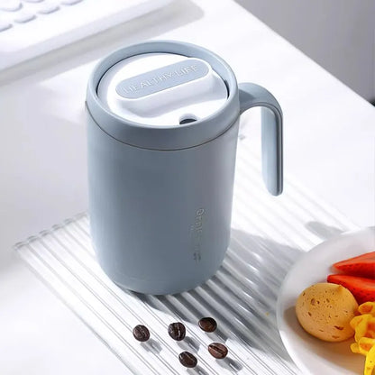 Grey PP Liner Coffee Cup – 500ml Portable Large Capacity Travel Mug with Lid for Office, Kitchen & Outdoor Use