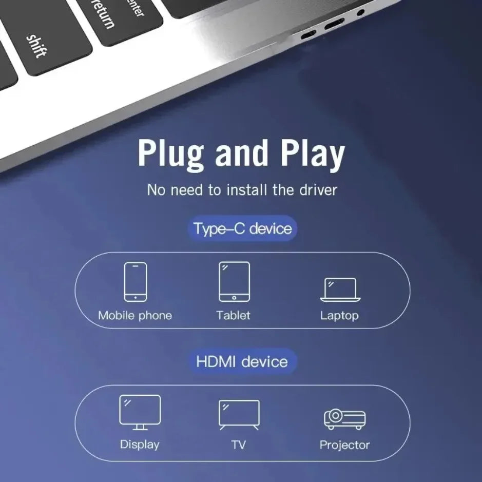 XIKCU USB C to HDMI 4K Cable – Thunderbolt 3/4 Compatible Type-C to HDMI 2.0, 60Hz for iPhone, MacBook & Huawei
