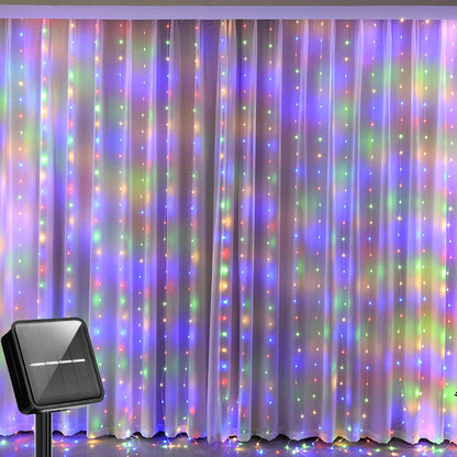 Solar Curtain Light LED Outdoor Waterproof – 300 LEDs Fairy Garland String Lights for Yard, Wedding & Party Decoration