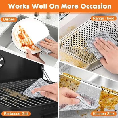 Steel Wire Dishwashing Cloth – Non-Stick Oil Scrubbing Rags for Kitchen Cleaning