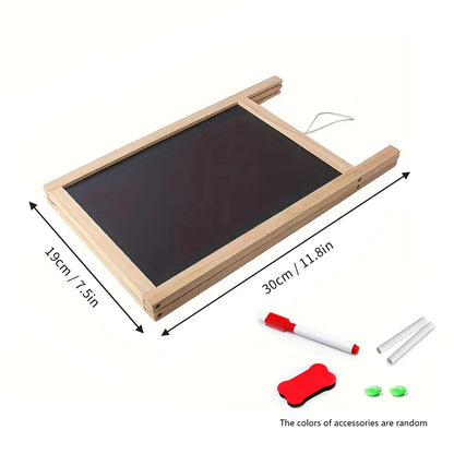 Double-Sided Foldable Advertising Drawing Board – Erasable Teaching Chalkboard & Whiteboard with Wood Frame