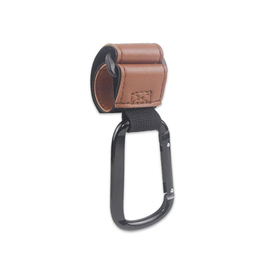 Stroller Organizer Hooks – 360° Rotatable PU Leather Pram Hanger Clips (1/2pcs)