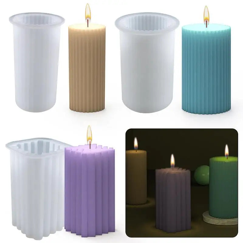 Silicone Striped Roman Column Candle Mold – DIY Silicone Candle Making Tool