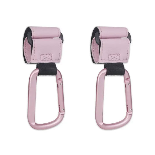 Stroller Organizer Hooks – 360° Rotatable PU Leather Pram Hanger Clips (1/2pcs)