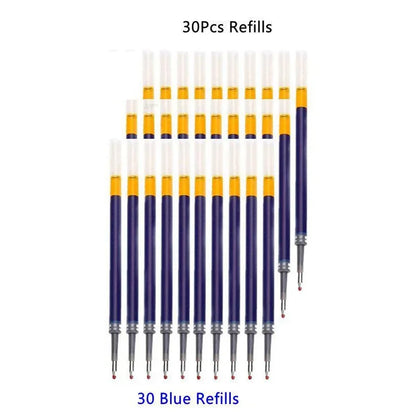 13/30pcs Retractable Gel Pens Set – Black, Red & Blue Ink Ballpoint Pens for School & Office Writing