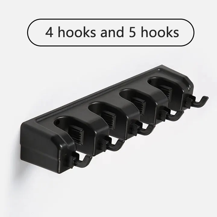 Wall Mounted Mop Holder – 3/4/5 Position Multi-Functional Broom & Cleaning Tool Hanger