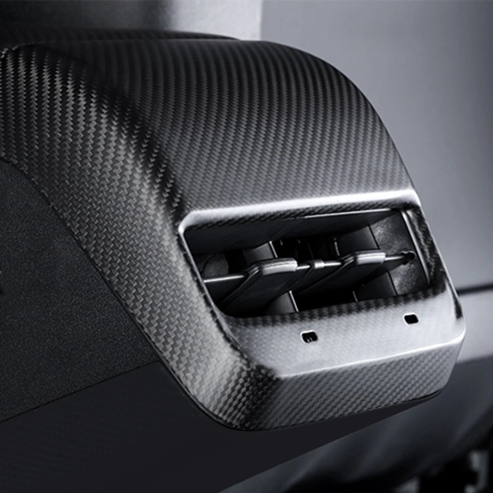 Real Dry Carbon Fiber Car Rear Air Vent Conditioner Outlet Cover for Tesla Model 3 Model Y AC Vents Trim Case Auto Accessories