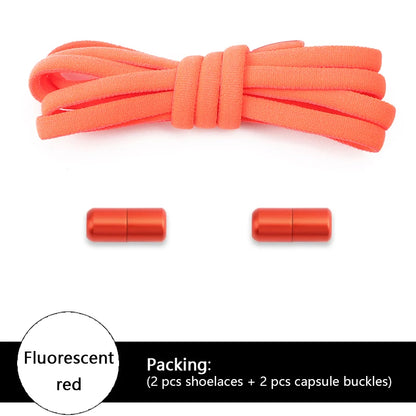 Colored Round No Tie Shoelaces – Elastic Lock Shoelaces with Matte Metal for Sneakers & Casual Shoes