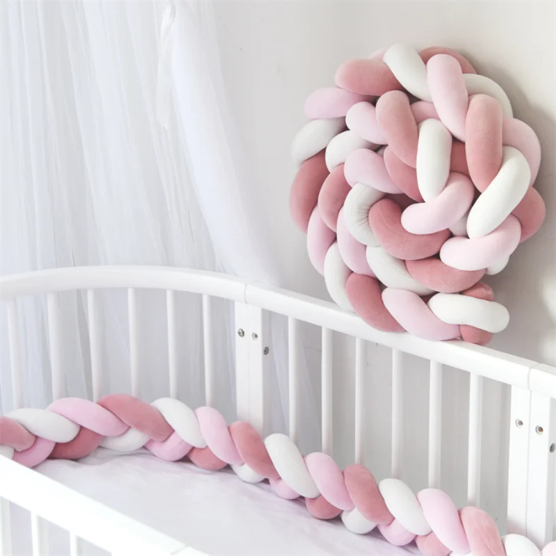 Braided Baby Bed Bumper – Soft Knot Crib Bumper for Infant Cradle Protection (1M–4M)