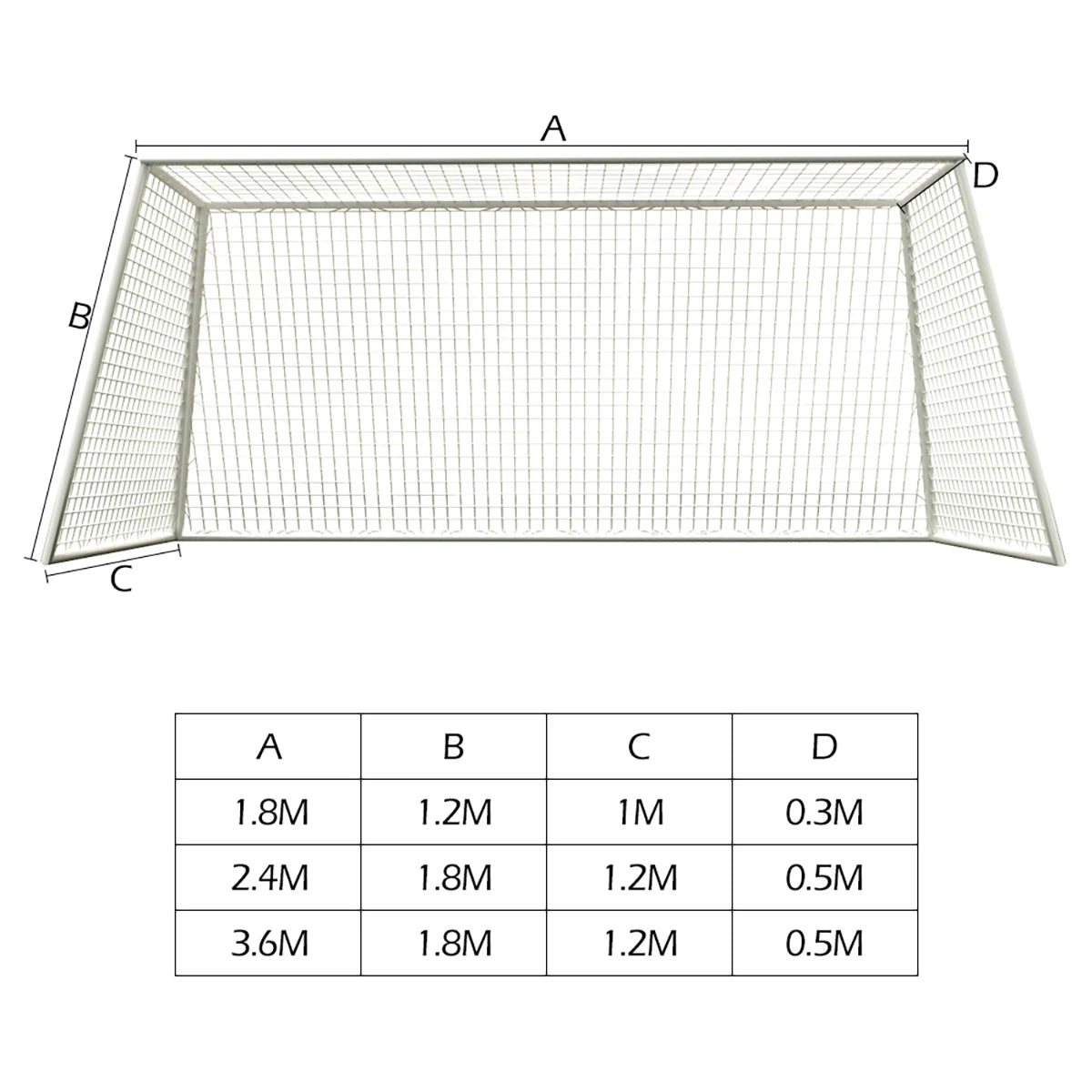Full-Size Football Net – Soccer Goal Post Net for Junior Sports Training (1.8M–3.6M Options)