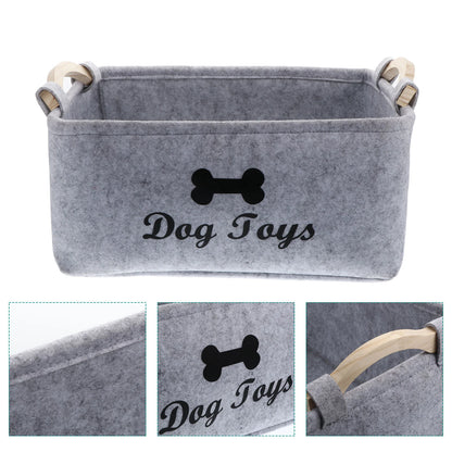 Dog Toy Basket Pet Storage Box – Felt Organizer Bin for Toys and Accessories