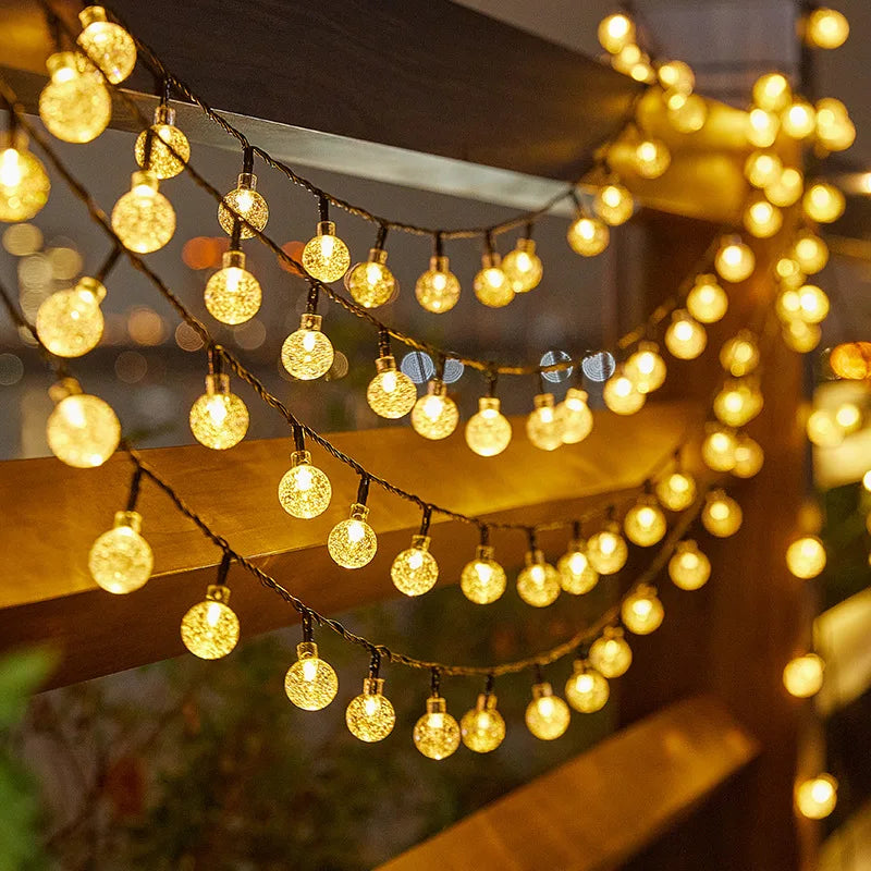 Solar Bubble Ball String Lights – Waterproof LED Water Drop Lights for Outdoor Christmas, Patio, Garden & Holiday Decorations