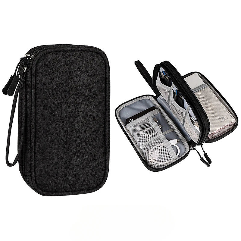 Double Layer Travel Cable Organizer – Waterproof Digital Storage Bag for Cables, Power Banks & Accessories
