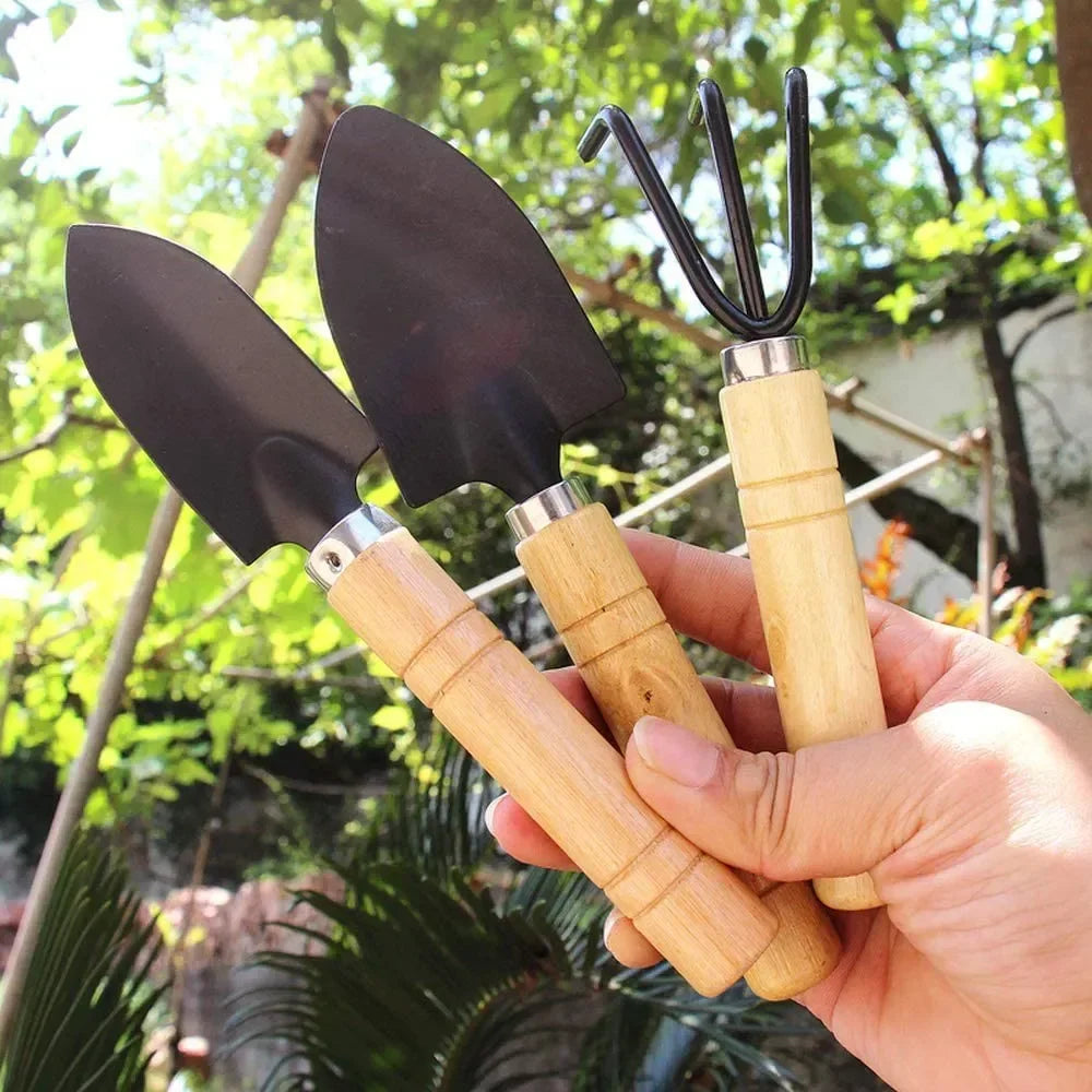 3Pcs Mini Garden Tool Set – Compact Shovels & Rake for Indoor Plants, Cactus & Flower Pots