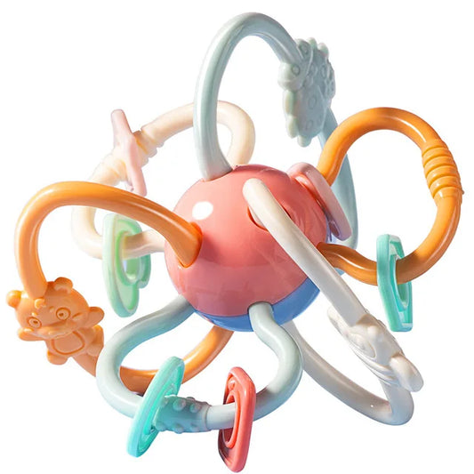 Montessori Baby Toys 0–12 Months – Silicone Sensory Rattle & Teething Toys for Infant Grasping and Development